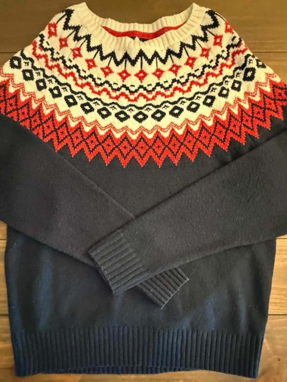 St. John's Bay Navy, Red & Cream Fair Isle Crewneck Sweater